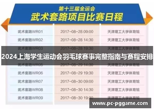 2024上海学生运动会羽毛球赛事完整指南与赛程安排